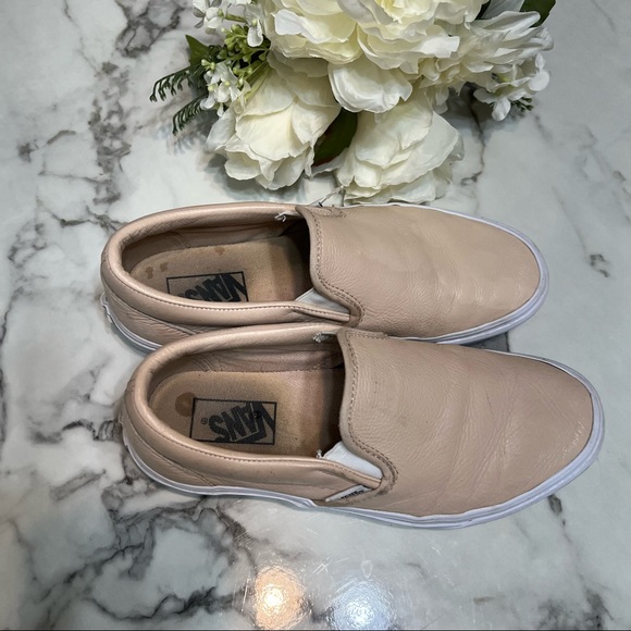 Vans Pink Leather Slip Ons - Picture 4 of 8